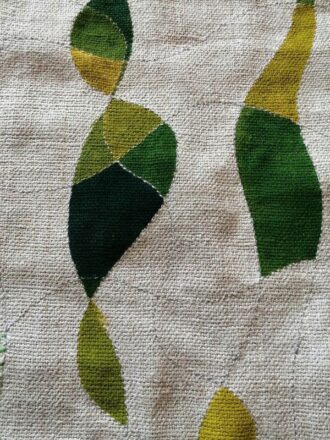 Chemin de Table Brode Main Motif Herbes Aromatiques - Lin 150cm